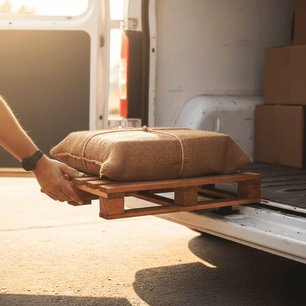 Beladung eines Transporters mit Fracht für den Warentransport