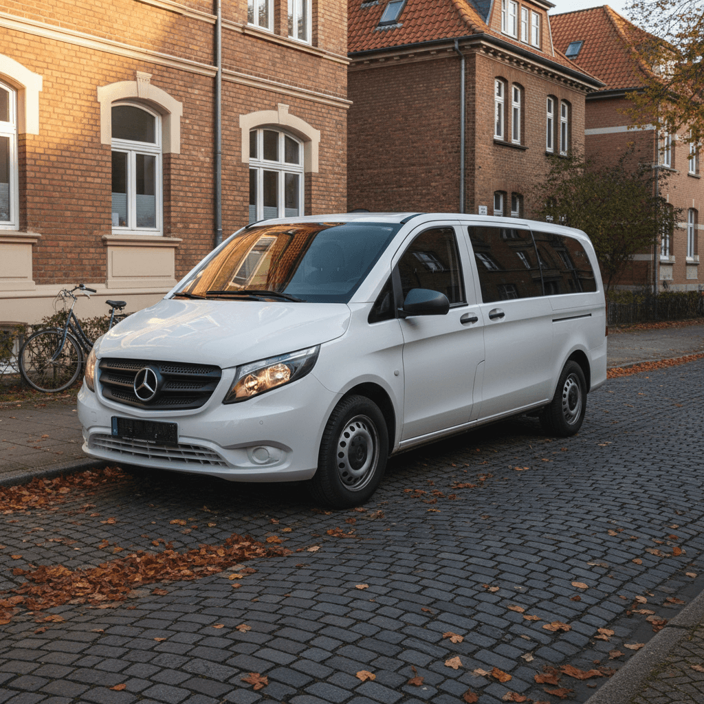 Weißer Kleinbus für bis zu 9 Personen